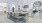 a kitchen with a marble island