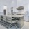 a kitchen with a marble island
