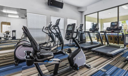 a gym with exercise equipment