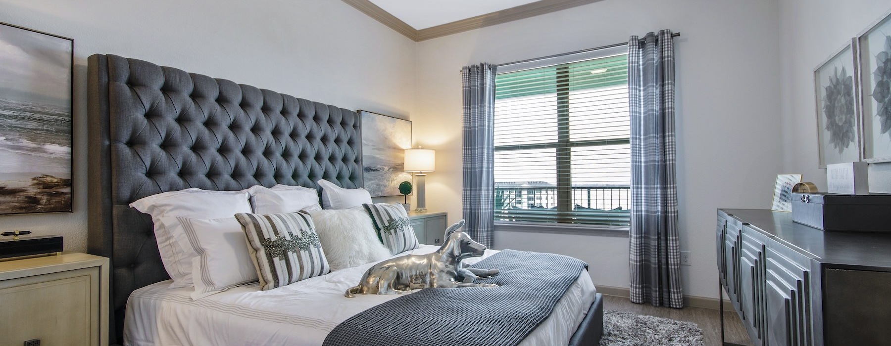 bedroom with a large bed and large window