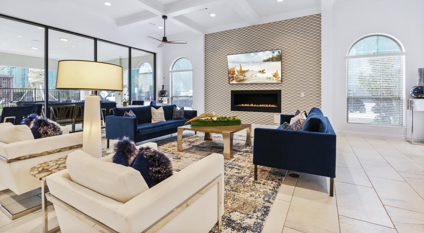 Find your perfect fit at Park at Bayside a living room with a fireplace