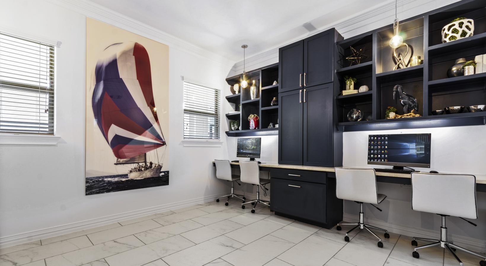 The essence of exceptional living a room with a desk and chairs